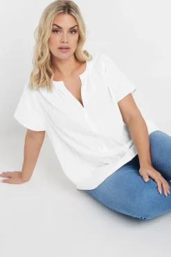 Yours Curve White Short Sleeve Cotton Blouse