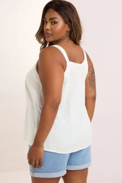 Yours Curve White Square Neck Vest Top
