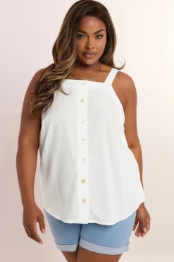 Yours Curve White Square Neck Vest Top