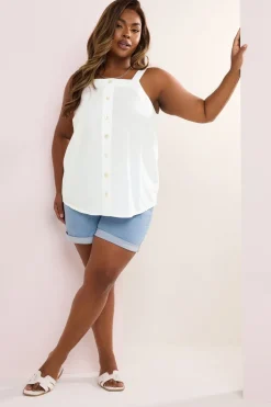 Yours Curve White Square Neck Vest Top
