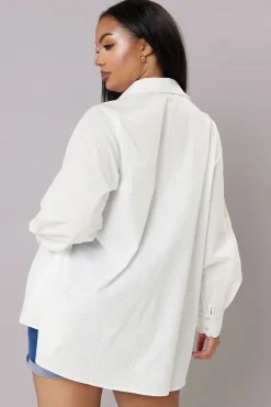 Yours Curve White Trim Detail Oversized Shirt