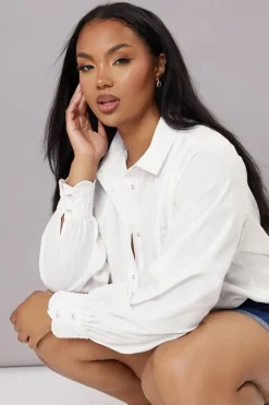 Yours Curve White Trim Detail Oversized Shirt