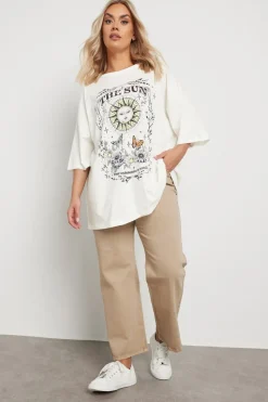 Yours Curve White 'The Sun' Graphic Oversized T-Shirt