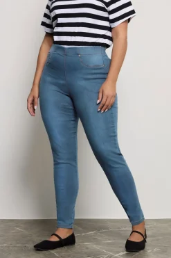 Yours For Good Curve Mid Blue Pull On Bum Shaper Lola Stretch Jeggings