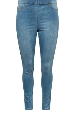 Yours For Good Curve Mid Blue Pull On Bum Shaper Lola Stretch Jeggings