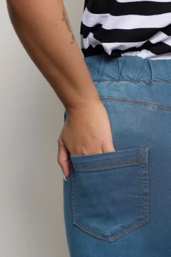 Yours For Good Curve Mid Blue Pull On Bum Shaper Lola Stretch Jeggings