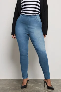 Yours For Good Curve Mid Blue Pull On Stretch Jenny Jeggings