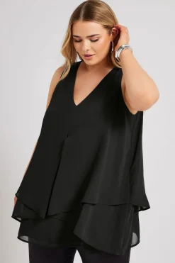 Yours London Curve Black Layered Sleeveless Blouse