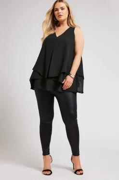 Yours London Curve Black Layered Sleeveless Blouse