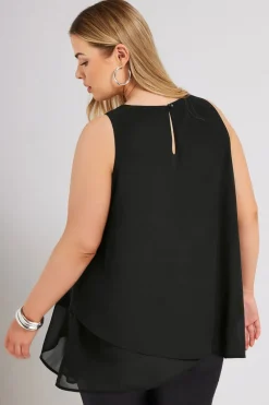 Yours London Curve Black Layered Sleeveless Blouse