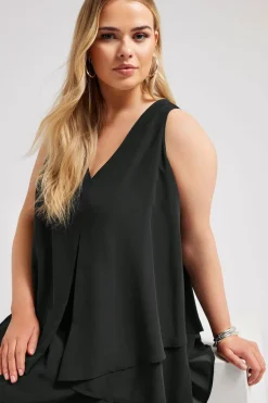 Yours London Curve Black Layered Sleeveless Blouse