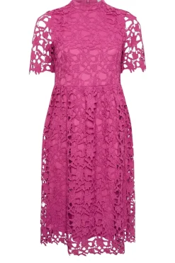Yours London Curve Magenta Pink Lace Crochet Midi Dress