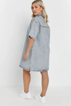 Yours Plus Size Mid Bleach Blue Denim Shirt Dress