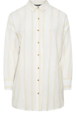 Yours Plus Size Natural Brown Stripe Linen Shirt  Yours Curve