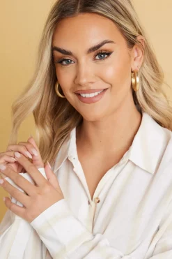 Yours Plus Size Natural Brown Stripe Linen Shirt  Yours Curve