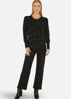Yumi Black All Over Pearl Knitted Jumper