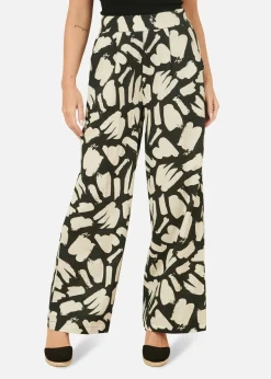 Yumi Black Cotton Splash Print Relaxed Fit Trousers