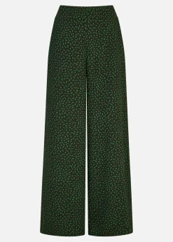 Yumi Black Ditsy Floral Print Relaxed Wide Leg Trousers