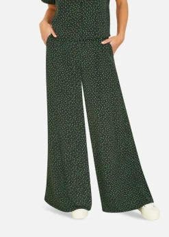 Yumi Black Ditsy Floral Print Relaxed Wide Leg Trousers