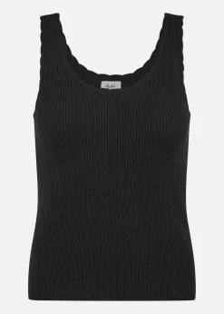 Yumi Black Fine Knit Vest Top