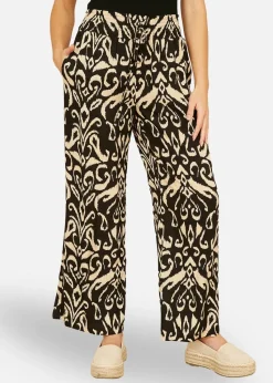 Yumi Black Ikat Print Relaxed Fit Trousers