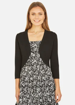 Yumi Black Knitted Curve Bolero