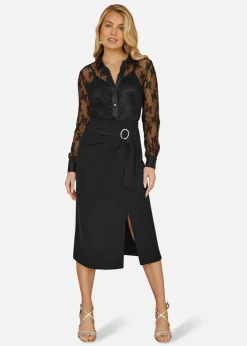 Yumi Black Lace Sheer Fitted Shirt