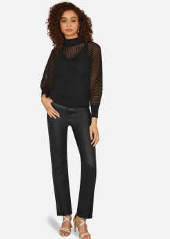 Yumi Black Sheer Roll Neck Jumper With Knitted Vest Top