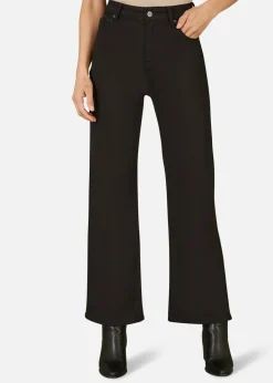 Yumi Black Stretch Canvas Wide Leg High Waist Jeans