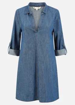 Yumi Blue Chambray Cotton Tunic With Pockets