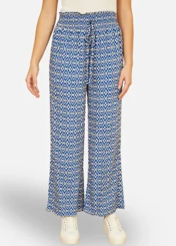 Yumi Blue Geo Print Relaxed Fit Trousers