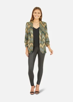 Yumi Green Chevron Relaxed Fit Blazer