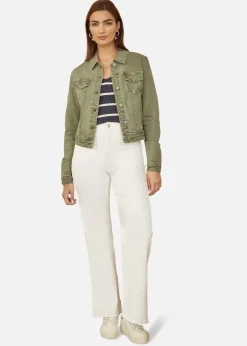 Yumi Green Stretch Cotton Denim Jacket