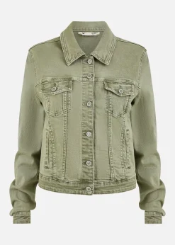 Yumi Green Stretch Cotton Denim Jacket
