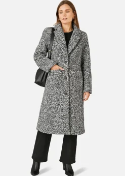 Yumi Grey Boucle Long Line Coat