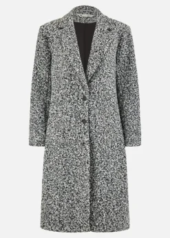 Yumi Grey Boucle Long Line Coat