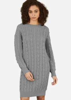 Yumi Grey Cable Knit Tunic Dress