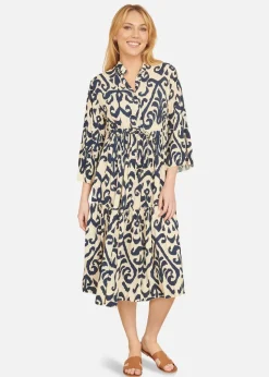 Yumi Navy Block Print Kaftan