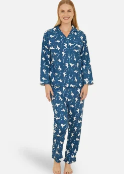 Yumi Navy Polar Bear Brushed Cotton Pyjamas