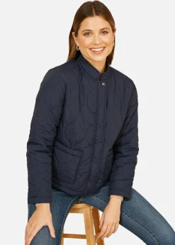 Yumi Navy Quilted Short Jacket