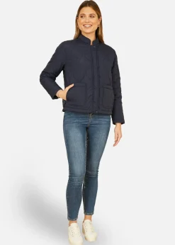 Yumi Navy Quilted Short Jacket