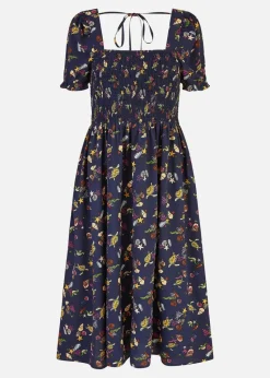 Yumi Navy Recycled Fabric Sealife Midi Dress