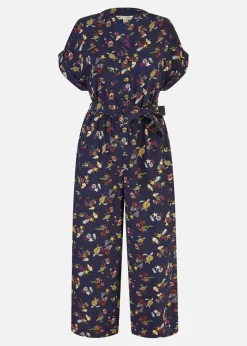 Yumi Navy Recycled Sealife Print Jumpsuit