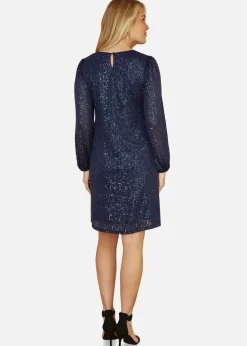 Yumi Navy  Sequin Tunic With Balloon Sleeves