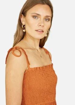 Yumi Orange Midi Sun Dress