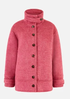 Yumi Pink Oversize Fit Button Up Jacket With High Collar
