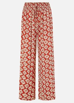 Yumi Red Geo Print Relaxed Fit Trousers