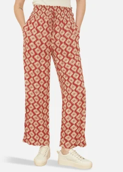 Yumi Red Geo Print Relaxed Fit Trousers