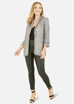 Yumi Silver Sequin Blazer With Pockets