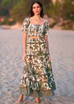 Yumi White Cotton Voile Safari Midi Skirt